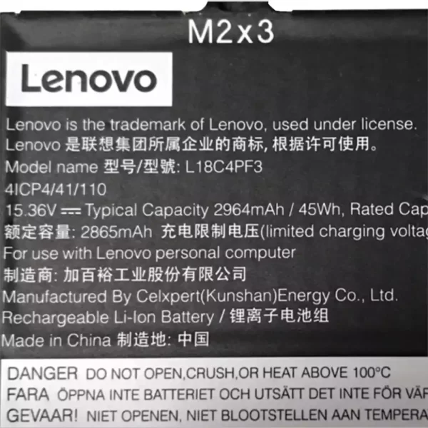 For Singapore | Genuine laptop battery for LENOVO L18C4PF3 - Image 2