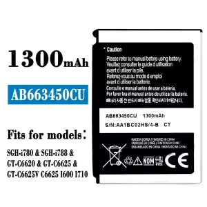Genuine cell phone battery AB663450CU for Samsung SCH-i780/SCH-i788/FT-C6620/GT-C6625