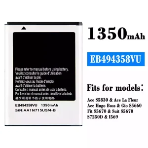 Genuine cell phone battery EB494358VU for Samsung Ace S5830