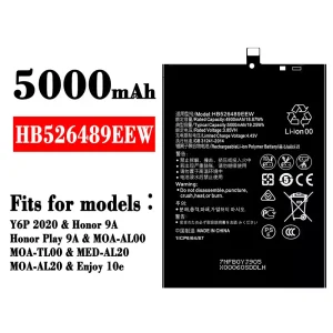 Genuine cell phone battery HB526489EEW for HUAWEI Y6P 2020 / Honor 9A / Honor Play 9A / Enjoy 10e