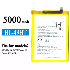 Genuine cell phone battery BL-49HT for Tecno KE7 / SPARK 6 / Camon 16 /Camon 16 Pro
