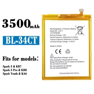 Genuine cell phone battery BL-34CT for Tecno Spark 3 / Spark 3 Pro / Spark Youth