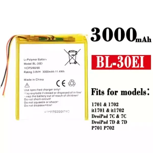 Genuine cell phone battery BL-30EI for Tecno 1701 / 1702 / it1701 / it1702 / DroiPad 7C / 7C / DroiPad 7D / 7D / P701 / P702