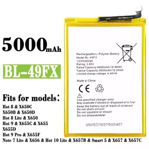 Genuine cell phone battery BL-49FX for Infinix Hot 8 /Hot 8 Lite / Hot 9 / Hot 9 Pro  / Note 7 Lite / Hot 10 Lite / Smart 5