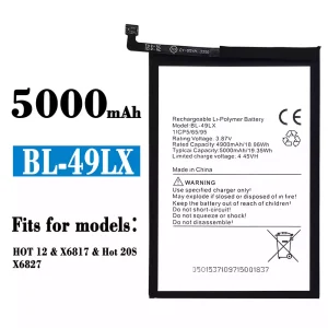 Genuine cell phone battery BL-49LX for Infinix Hot 12,Hot 20S