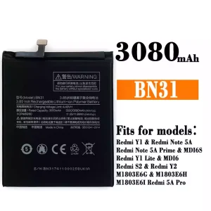 Genuine cell phone battery BN31 for Xiaomi Redmi Y1 / Redmi Note 5A /Redmi Y1 Lite  / Redmi S2 / Redmi Y2  / Redmi 5A Pro
