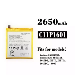 Genuine cell phone battery C11P1601 for Asus Zenfone 3 / Zenfone Live
