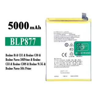 Genuine cell phone battery BLP877 for OPPO Realme 8i / Realme C31 / Realme C30 / Realme Narzo 50I Prime / Realme C33 / Realme C30S / Realme 9i 5G / Realme Narzo 50A Prime