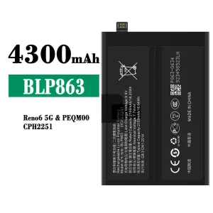 Genuine cell phone battery BLP863 for OPPO RENO 6 5G