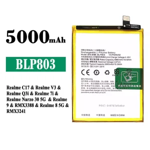 Genuine cell phone battery BLP803 for OPPO Realme C17 / Realme V3 / Realme Q3i / Realme 7i / Realme Narzo 30 5G / Realme 9 / Realme 8 5G