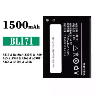 Genuine cell phone battery BL171 for Lenovo A319 / RocStar (A319) / A60 / A65 / A390 / A368 / A390T / A356 / A370E / A376