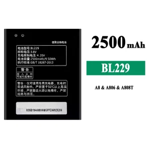 Genuine cell phone battery BL229 for Lenovo A8/A806/A808T