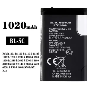 Genuine cell phone battery BL-5C for Nokia