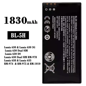 Genuine cell phone battery BL-5H for Nokia Lumia 630 / Lumia 638 / Lumia 635 / RM-974 / RM-975 / RM-1010