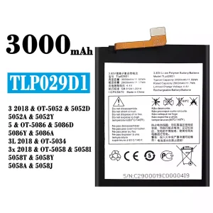 Genuine cell phone battery TLP029D1 for Alcatel 3 2018 / 3L 2018  / 3x 2018