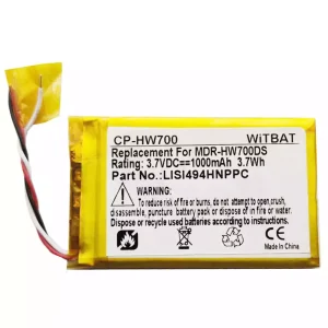 Replacement Bluetooth Headphone battery for Sony Walkman NWZ-A15,NWZ-A16,NWZ-A17,MDR-HW700DS