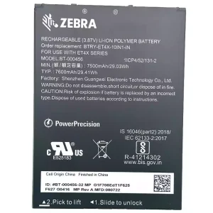 Genuine battery for ZEBRA BTRY-ET4X-10IN1-IN BT-000456